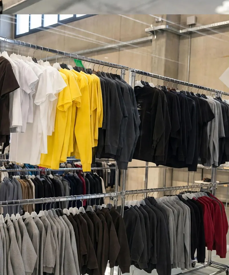 Maglie e capispalla su stender a due livelli